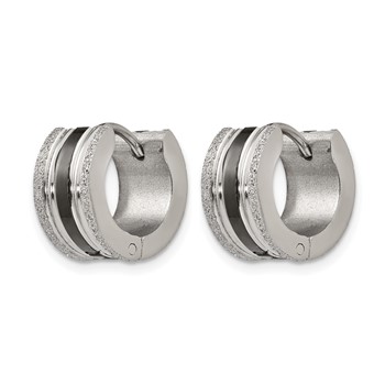 Chisel Stainless Steel Polished Black IP-Plated Laser cut 7mm Hoop Earrings — alternate view