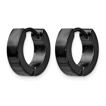 Chisel Stainless Steel Polished Black IP-plated 4mm Hinged Hoop Earrings — alternate view