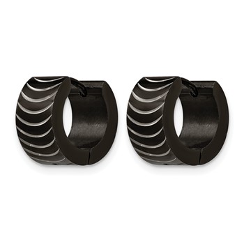Chisel Stainless Steel Polished Black IP-plated 7mm Hinged Hoop Earrings — alternate view
