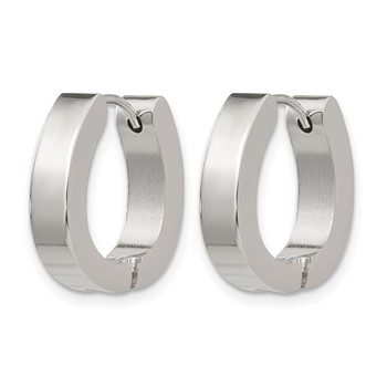 Chisel Stainless Steel Polished 4mm Hinged Hoop Earrings — alternate view