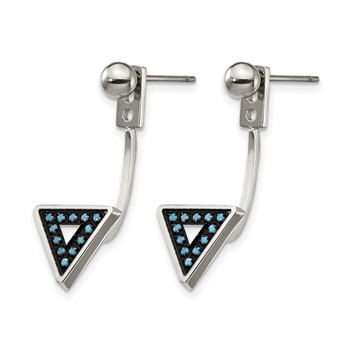 Stainless Steel Polished w/Reconstructed Turquoise Front & Back Earrings — alternate view