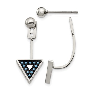 Stainless Steel Polished w/Reconstructed Turquoise Front & Back Earrings