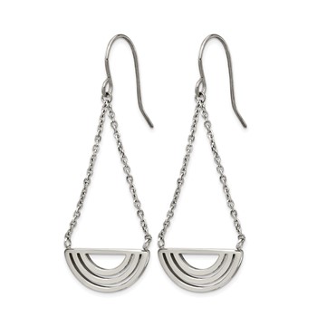 Chisel Stainless Steel Polished Dangle Shepherd Hook Earrings — alternate view