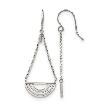 Chisel Stainless Steel Polished Dangle Shepherd Hook Earrings