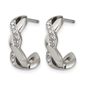 Chisel Stainless Steel Polished with Crystals Post Hoop Earrings — alternate view