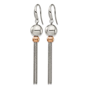 Chisel Stainless Steel Polished Rose IP-plated Shepherd Hook Dangle Earrings — alternate view