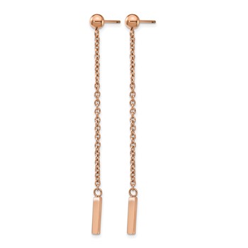 Chisel Stainless Steel Polished Rose IP-plated Bar Post Dangle Earrings — alternate view