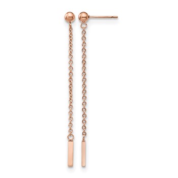 Chisel Stainless Steel Polished Rose IP-plated Bar Post Dangle Earrings