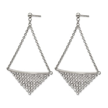 Stainless Steel Polished w/Preciosa Crystal Post Dangle Earrings — alternate view