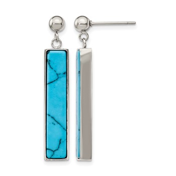 Chisel Stainless Steel Polished with Reconstructed Howlite Post Dangle Earrings