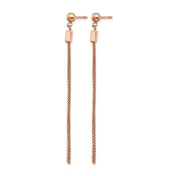 Stainless Steel Polished Rose IP-plated Chain Square Post Dangle Earrings — alternate view