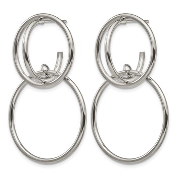 Chisel Stainless Steel Polished Interlocking Circles Post Dangle Earrings — alternate view