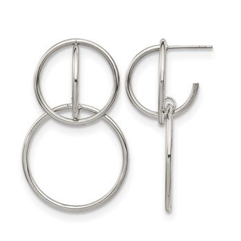Chisel Stainless Steel Polished Interlocking Circles Post Dangle Earrings