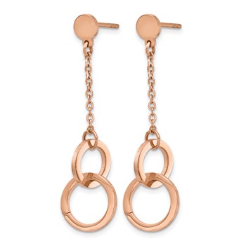 Chisel Stainless Steel Polished Rose IP-plated Post Dangle Earrings — alternate view