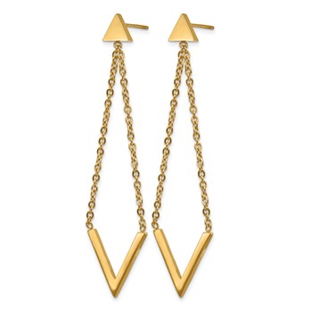 Chisel Stainless Steel Polished Yellow IP-plated Triangle Post V Dangle Earrings — alternate view