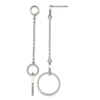 Chisel Stainless Steel Polished Circle Post Dangle Earrings