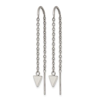 Chisel Stainless Steel Polished Triangle Dangle Threader Earrings — alternate view