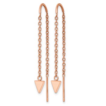 Chisel Stainless Steel Polished Rose IP-plated Triangle Threader Dangle Earrings — alternate view