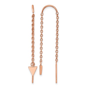 Chisel Stainless Steel Polished Rose IP-plated Triangle Threader Dangle Earrings