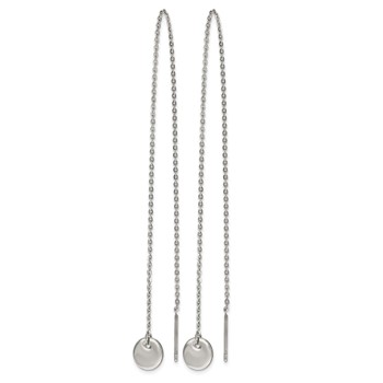 Chisel Stainless Steel Polished Disc Dangle Threader Earrings — alternate view