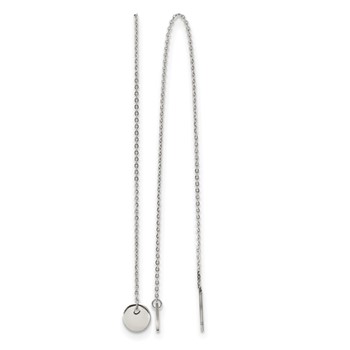 Chisel Stainless Steel Polished Disc Dangle Threader Earrings