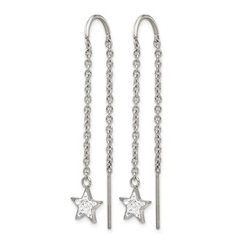 Chisel Stainless Steel Polished with Preciosa Crystal Star Threader Earrings — alternate view