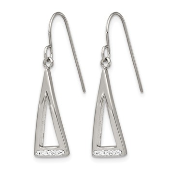 Chisel Stainless Steel Polished with Preciosa Crystal Dangle Shepherd Hook Earrings — alternate view