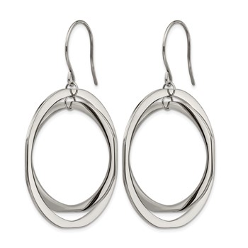 Chisel Stainless Steel Polished Circles Dangle Shepherd Hook Earring — alternate view