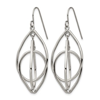 Chisel Stainless Steel Polished Dangle Shepherd Hook Earrings — alternate view
