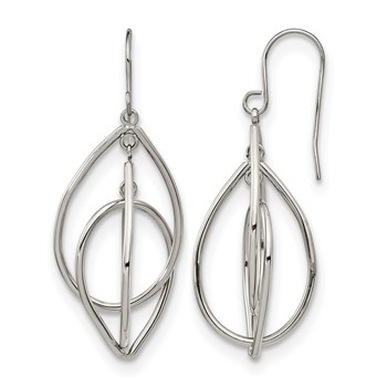 Chisel Stainless Steel Polished Dangle Shepherd Hook Earrings