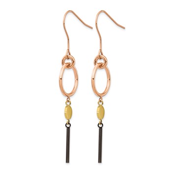 "Chisel Stainless Steel Polished Black, Rose and Yellow IP-plated Dangle Shepherd Hook Earrings" — alternate view