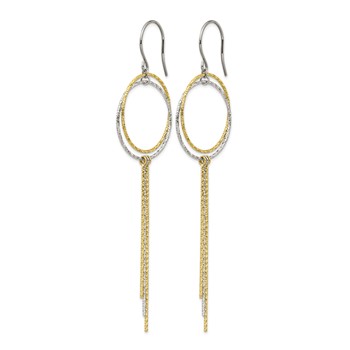 Stainless Steel Polished and Textured Yellow IP Shepherd Hook Earrings — alternate view