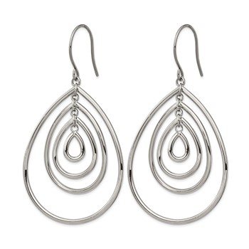 Chisel Stainless Steel Polished Dangle Shepherd Hook Earrings — alternate view