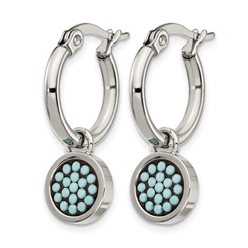 Chisel Stainless Steel Polished with Preciosa Crystal Circle Dangle Hoop Earrings — alternate view