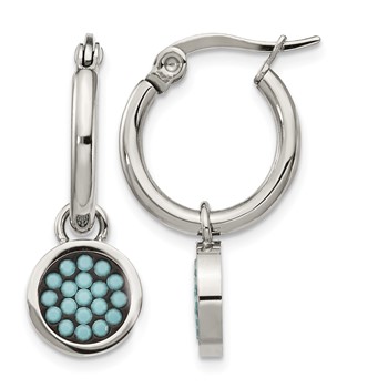 Chisel Stainless Steel Polished with Preciosa Crystal Circle Dangle Hoop Earrings