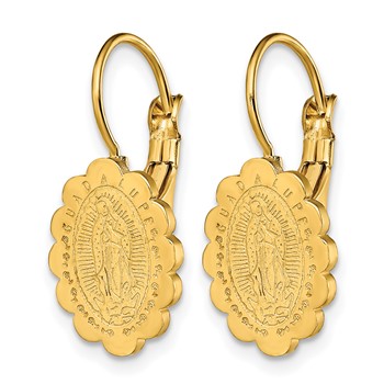 Chisel Stainless Steel Polished Yellow IP-plated Etched Our Lady of Guadalupe Omega Back Earrings — alternate view