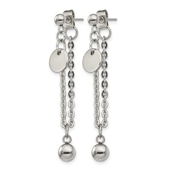 Chisel Stainless Steel Polished Chain Front and Back Post Dangle Earrings — alternate view