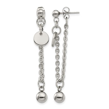 Chisel Stainless Steel Polished Chain Front and Back Post Dangle Earrings