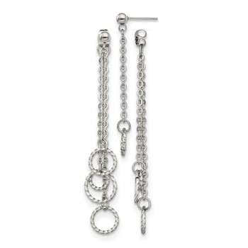 Chisel Stainless Steel Polished Multi Circles Front and Back Post Dangle Earrings