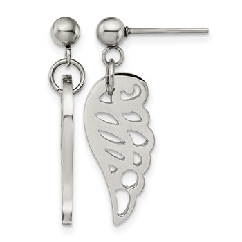 Chisel Stainless Steel Polished Wing Post Dangle Earrings