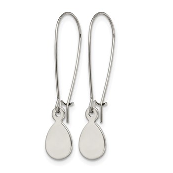 Chisel Stainless Steel Polished Teardrop Dangle Kidney Wire Earrings — alternate view