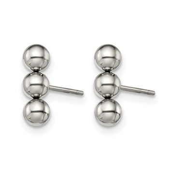 Chisel Stainless Steel Polished 3 Ball Post Earrings — alternate view