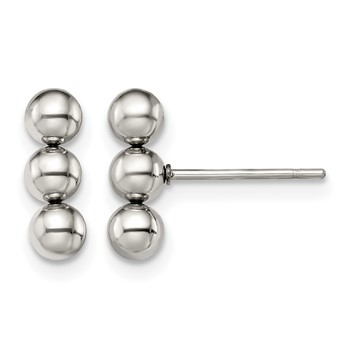 Chisel Stainless Steel Polished 3 Ball Post Earrings