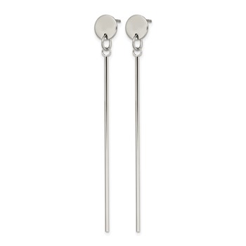 Chisel Stainless Steel Polished Disc with Bar Post Dangle Earrings — alternate view
