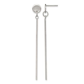 Chisel Stainless Steel Polished Disc with Bar Post Dangle Earrings