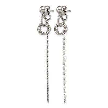 Stainless Steel Polished Twisted Bar Front and Back Post Dangle Earrings — alternate view