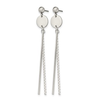 Chisel Stainless Steel Polished Disc and Bars Post Dangle Earrings — alternate view