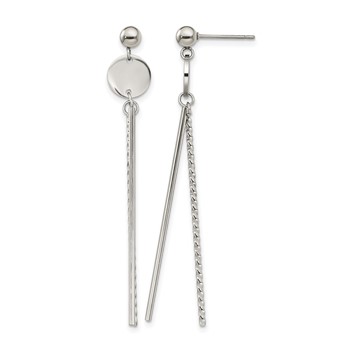 Chisel Stainless Steel Polished Disc and Bars Post Dangle Earrings