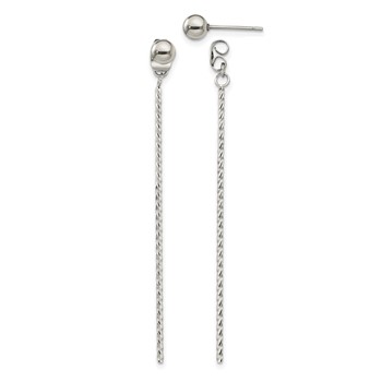 Chisel Stainless Steel Polished Bar Front and Back Post Dangle Earrings