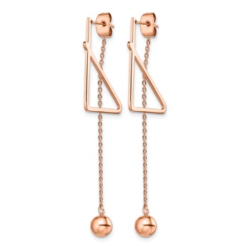 Chisel Stainless Steel Polished Rose IP-plated Front and Back Post Ball Dangle Earrings — alternate view